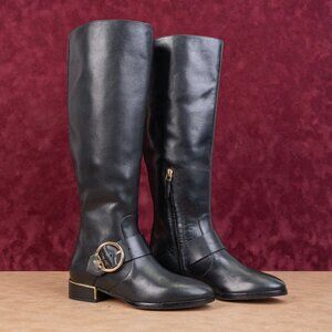 Tory Burch Women Sofia Black Leather Buckle Equestrian Riding Tall Boots sz 5